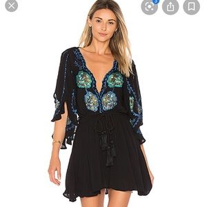 Free People Cora Embroidered Dress - Black